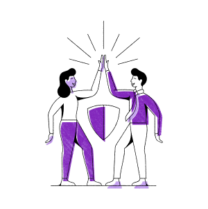 Illustration of a woman and a man doing a High 5 in celebration of getting a great deal.